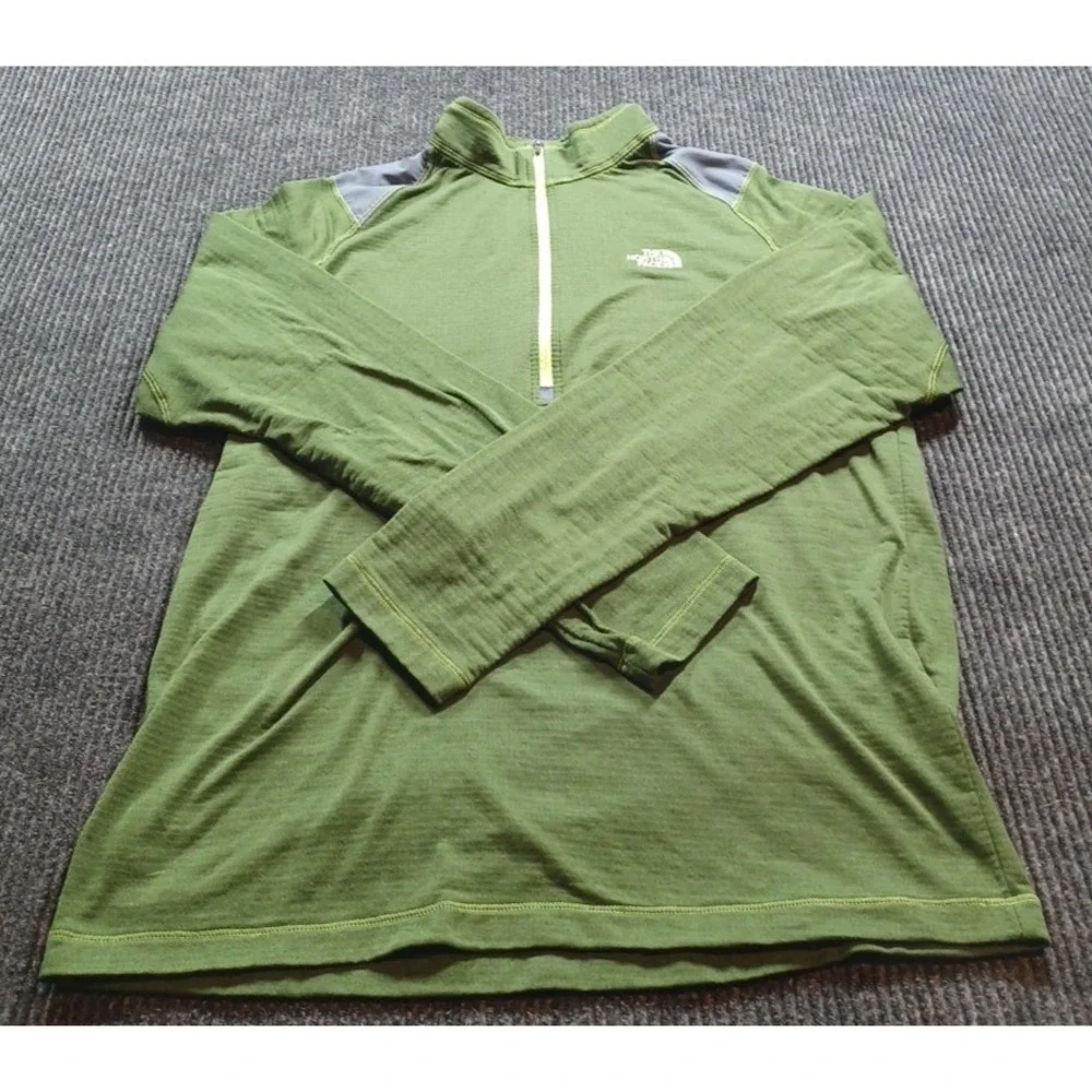North Face Pullover Mens Large Long Sleeve 1/4 Zip Casual‎ Lightweight Green